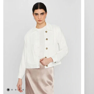 Club Monaco - Button Shirt Jacket - White - Size Small